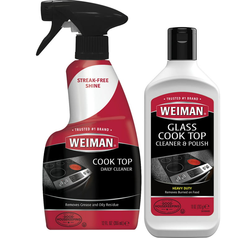 Weiman Ceramic and Glass Cooktop Cleaner - 10 Ounce - Stove Top Daily Cleaner Kit - 12 Ounce
