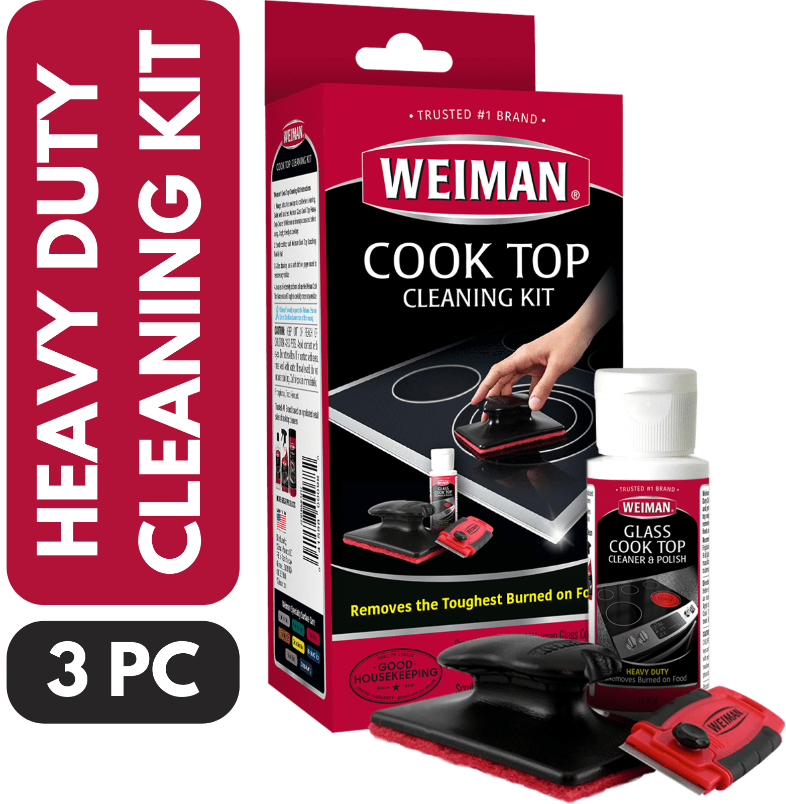 Weiman Cook Top Complete Cleaning Kit - Includes Cream, Scrubbing Pad and Scraper