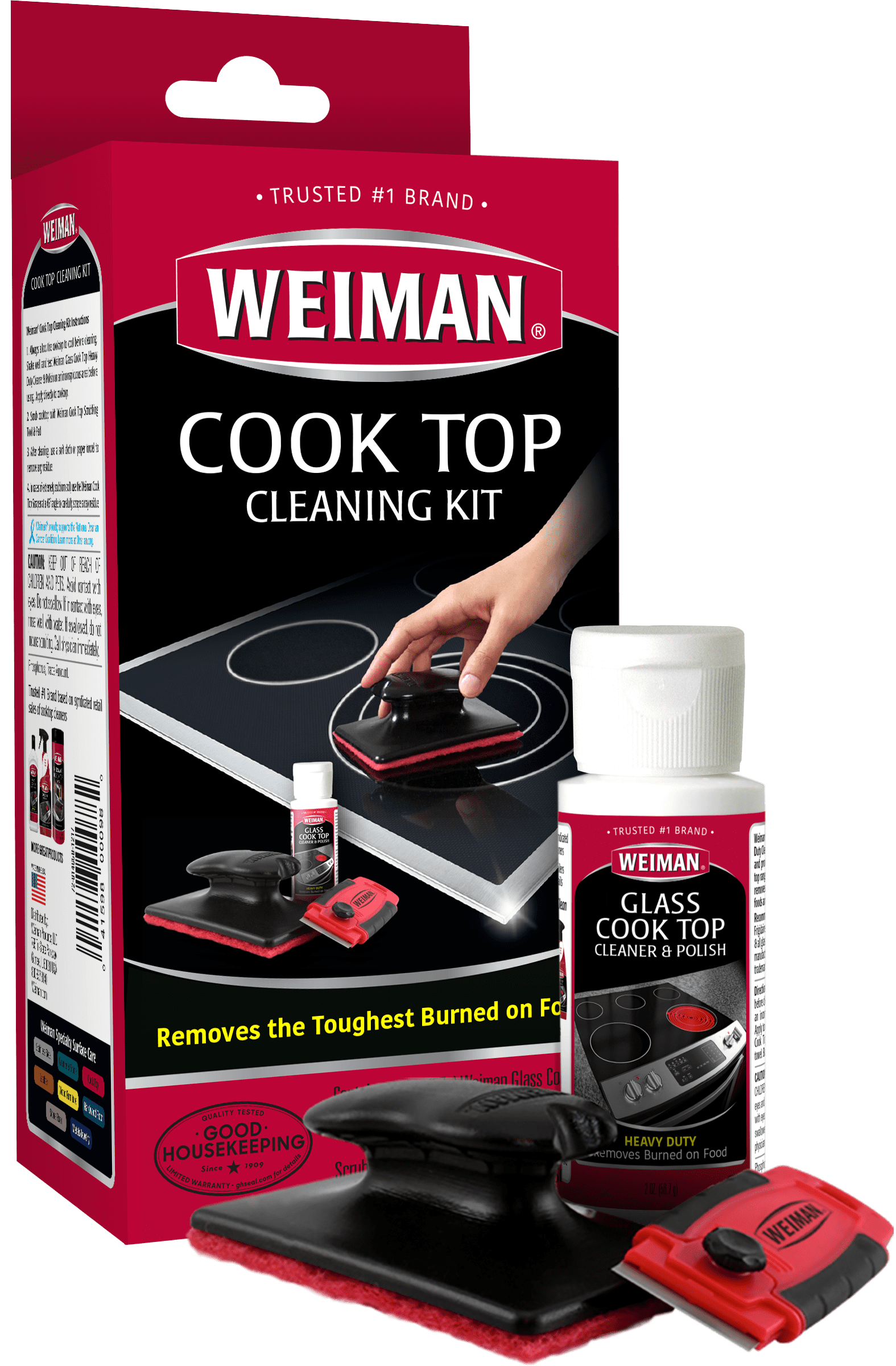Weiman Cooktop and Stove Top Cleaner Kit - Glass Cook Top Cleaner and  Polish 10 oz. Scrubbing Pad, Cleaning Tool, Razor, Scraper