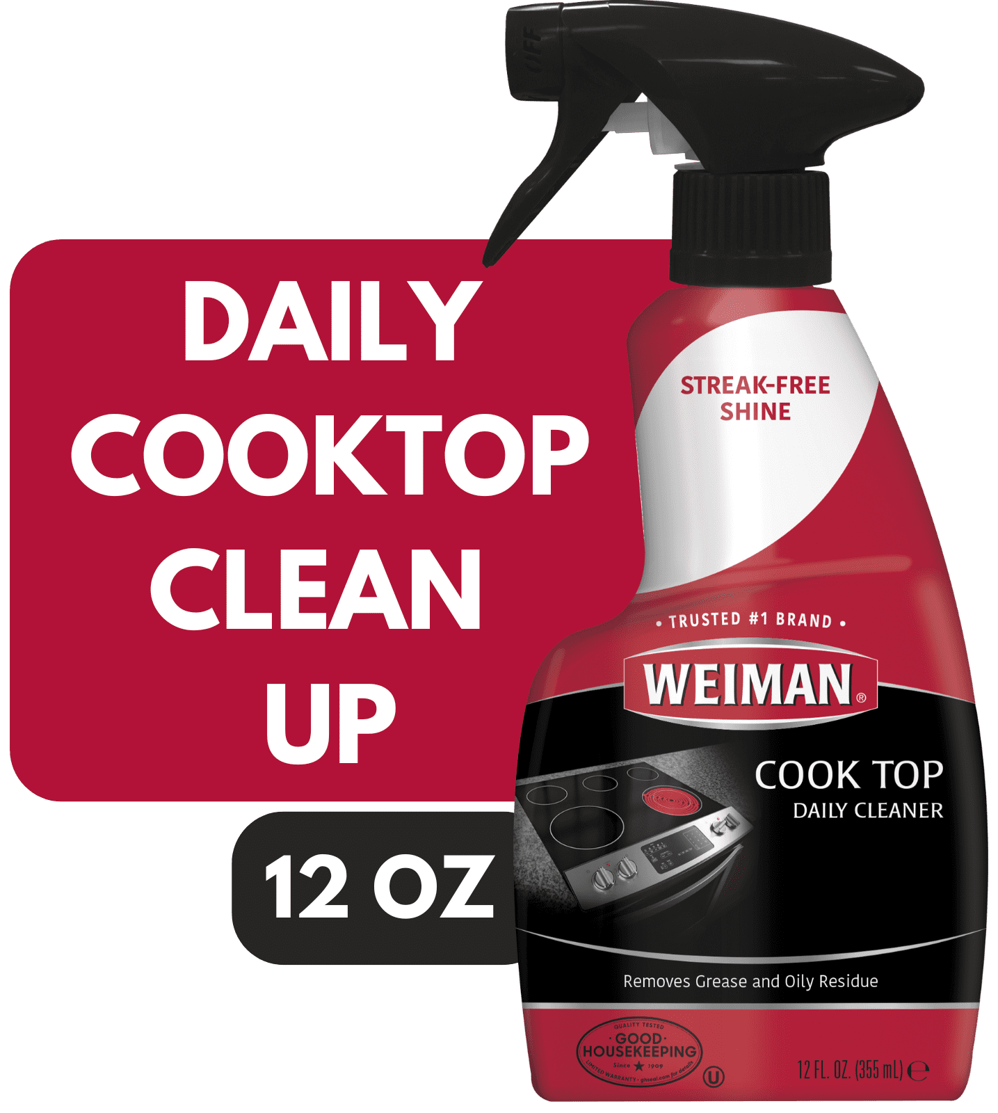 Weiman Ceramic & Glass Daily Cooktop Cleaner for Streak-Free Shine, 12 oz