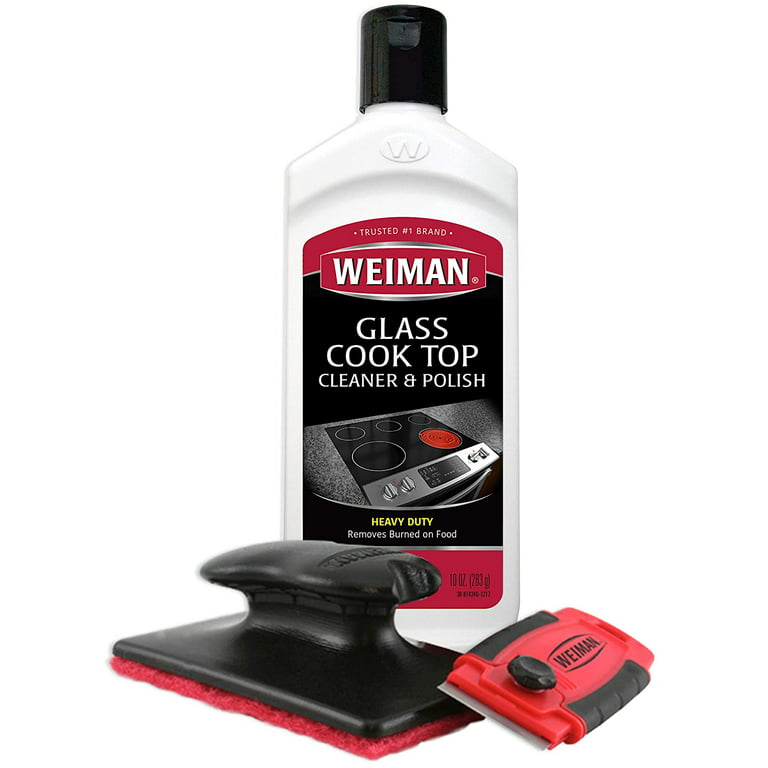 Weiman Complete Cook Top Cleaning Kit - 10 oz Cleaner & Polish, Scrubbing Pad, Cleaning Tool, & Cooktop Razor Scraper