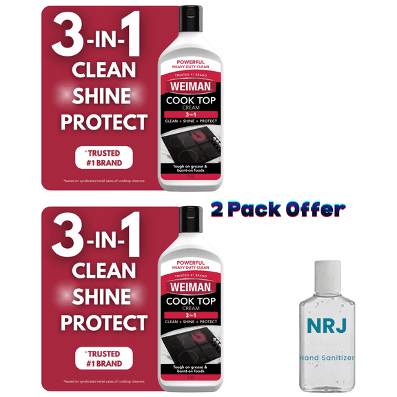 Weiman Cooktop Cleaner and Polish Cream for Glass, Ceramic and Induction Surfaces -15 oz, Unscented