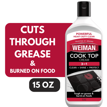 Weiman Cooktop Cleaner and Polish Cream for Glass, Ceramic and Induction Surfaces -15 oz, Unscented