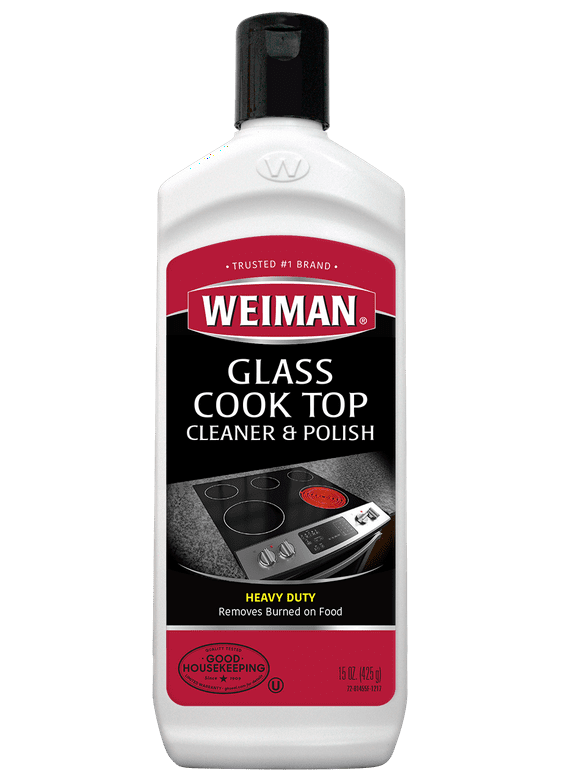 Weiman Cooktop Cleaner and Polish Cream for Glass, Ceramic and Induction Surfaces -15 oz, Unscented