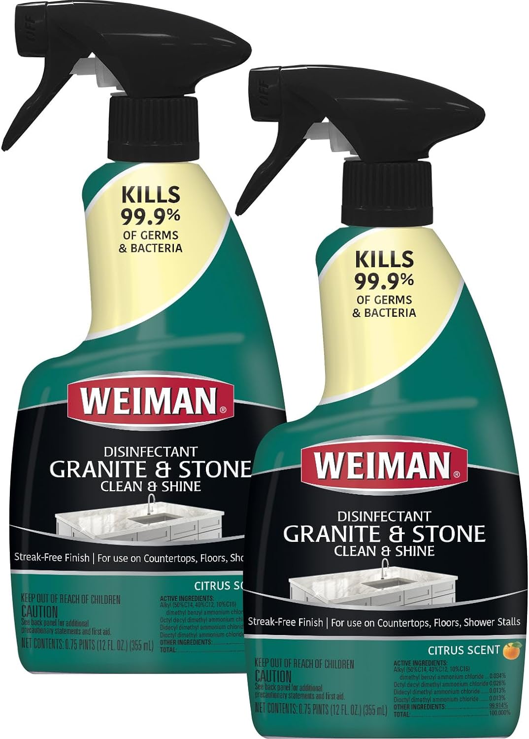 Weiman Disinfectant Granite Daily Clean & Shine 12 fl oz (2 Pack