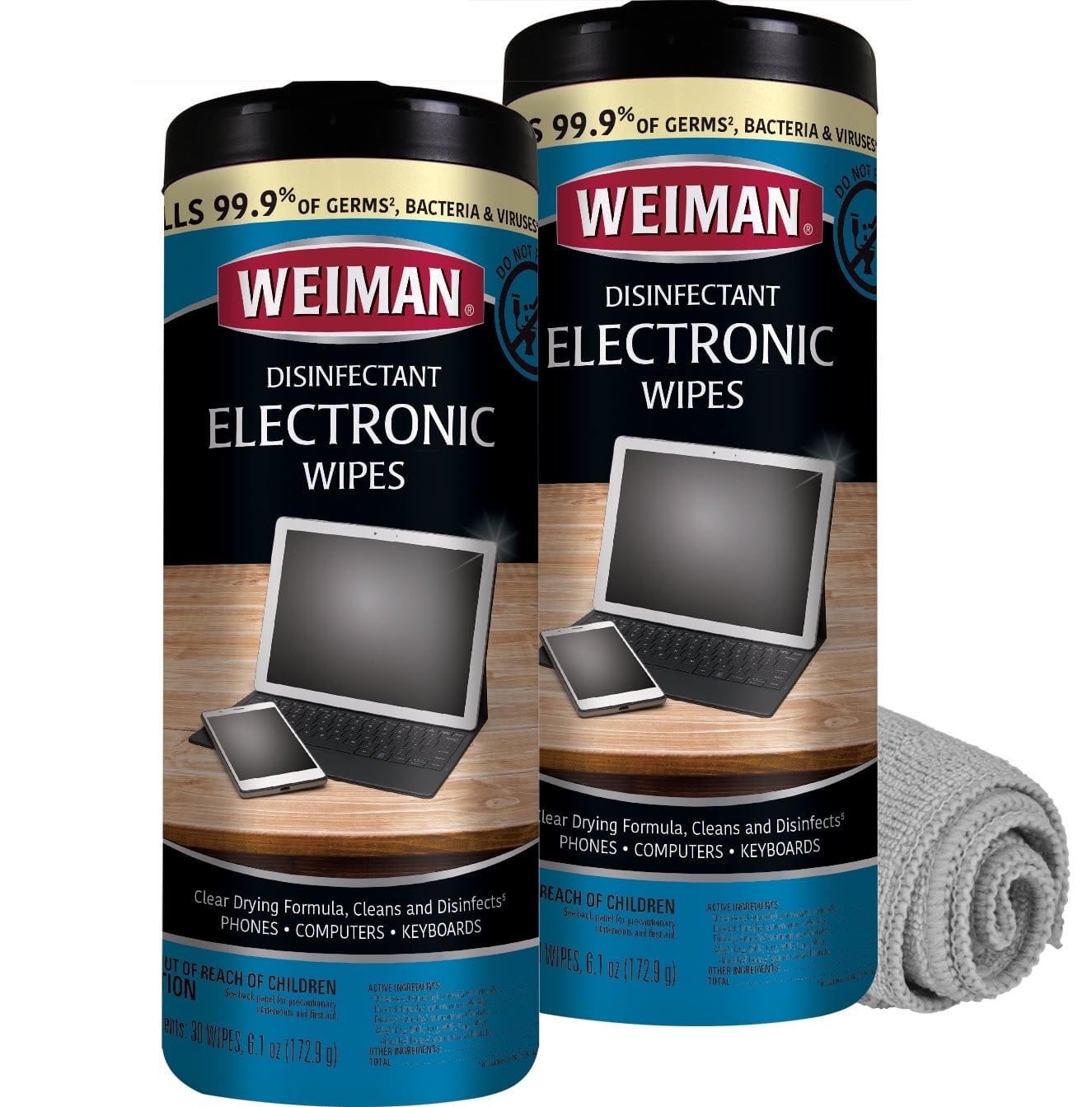 Weiman Electronic Cleaner Wipes - Safely Clean Your Laptop, Computer, Cell Phone, 30ct (2 Pack)