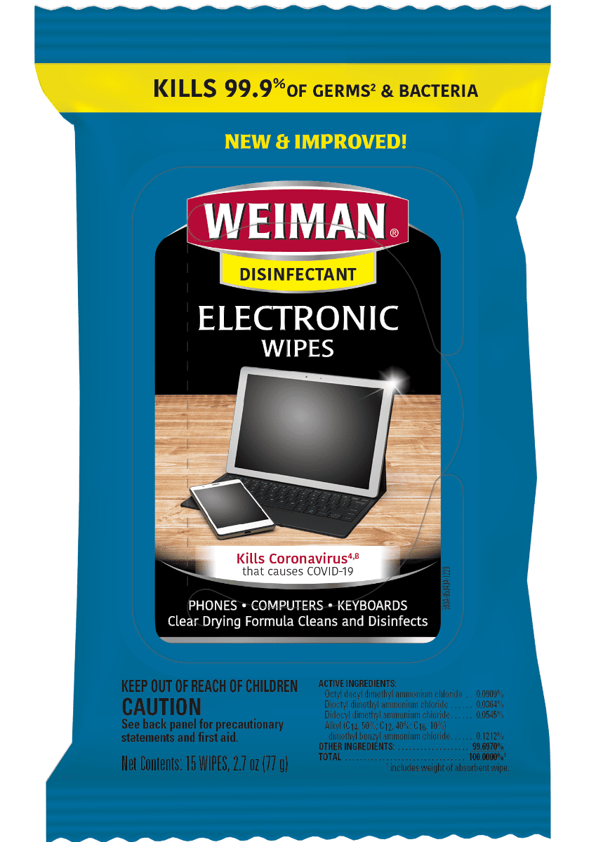 Weiman Electronic Cleaning & Disinfecting Single Use Wipes, 15 count