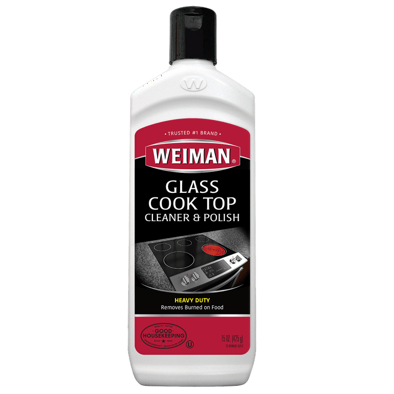  Weiman Ceramic and Glass Cooktop Cleaner - Heavy Duty Cleaner  and Polish (10 Ounce Bottle and 3 Scrubbing Pads) : Health & Household
