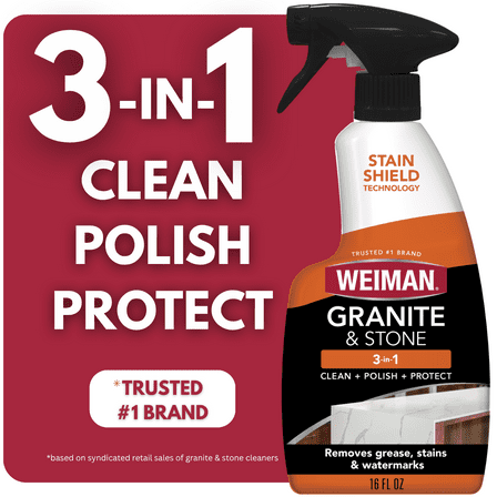 Weiman Granite & Stone 3-in-1 Cleaner, Polish & Protect for Granite and Stone Countertops, 16 fl oz