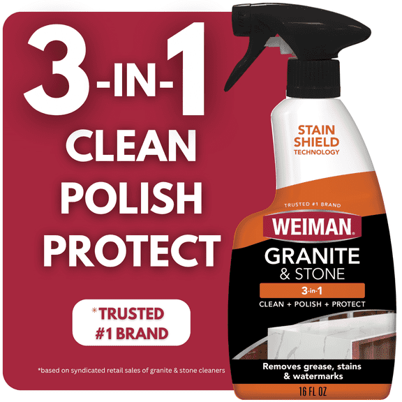 Weiman Granite & Stone 3-in-1 Cleaner, Polish & Protect for Granite and Stone Countertops, 16 fl oz
