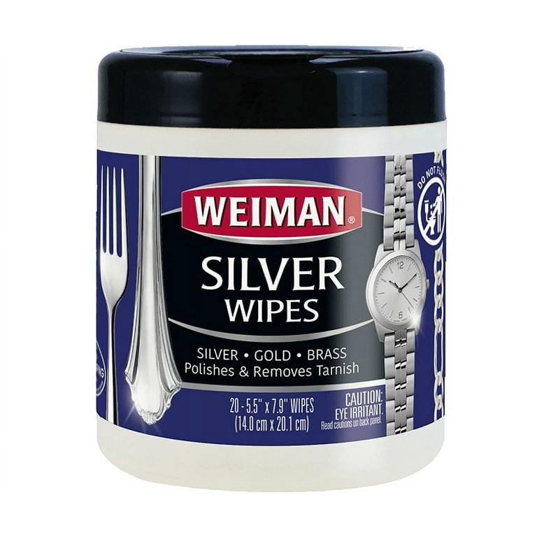 Weiman Jewelry Polish Cleaner and Tarnish Remover Wipes - 20 Count - Use on  Silver Jewelry Antique Silver Gold Brass Copper and Aluminum 
