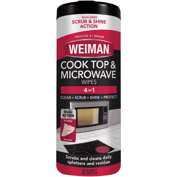 Weiman Cooktop & Microwave Cleaning Wipes - Disposable Household Cleaner - 30 Count