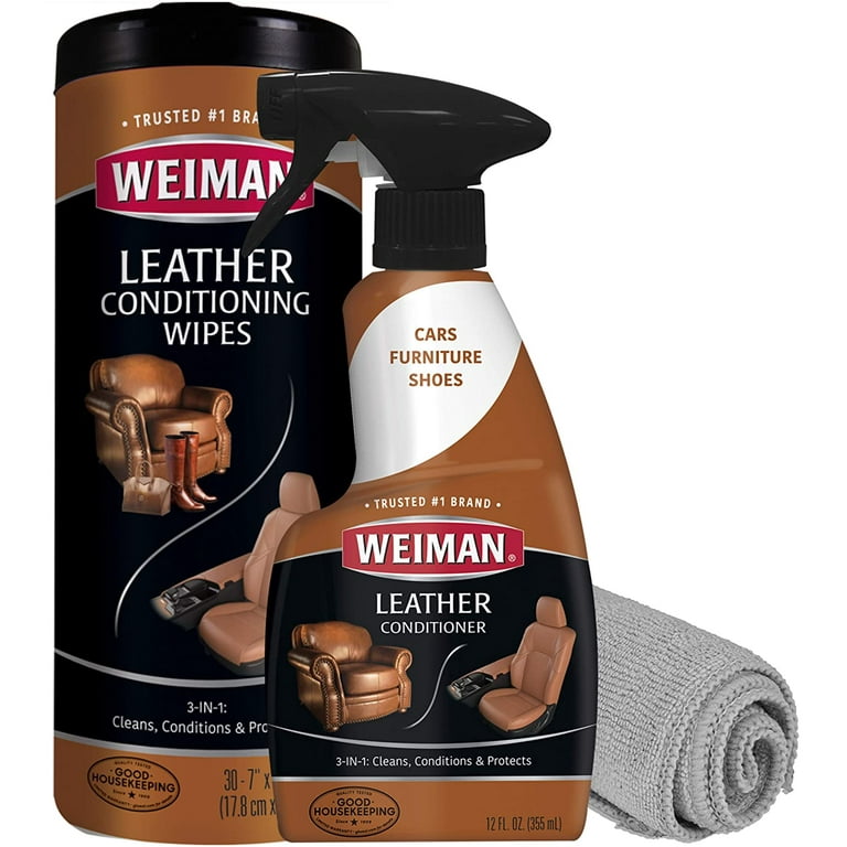  Weiman Leather Wipes - 2 Pack - Clean Condition UV Protection  Help Prevent Cracking or Fading of Leather Furniture, Car Seats & Interior,  Shoes and More : Automotive