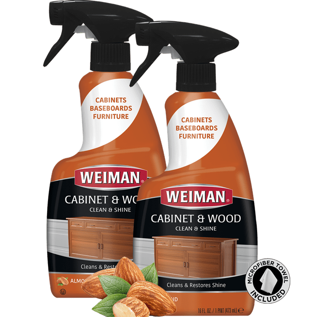 Weiman Liquid Wood Cleaner & Polish, Almond Scent, 16 Fluid Ounce, 2 Count w/ Microfiber Towel