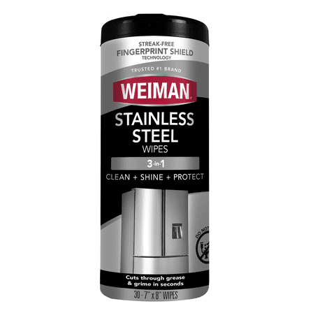 Weiman Stainless Steel Appliance Cleaning Wipes,  Streak-Free Shine, 30 Count
