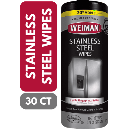 Weiman Stainless Steel Appliance Cleaning Wipes, Streak-Free Shine, 30 Count