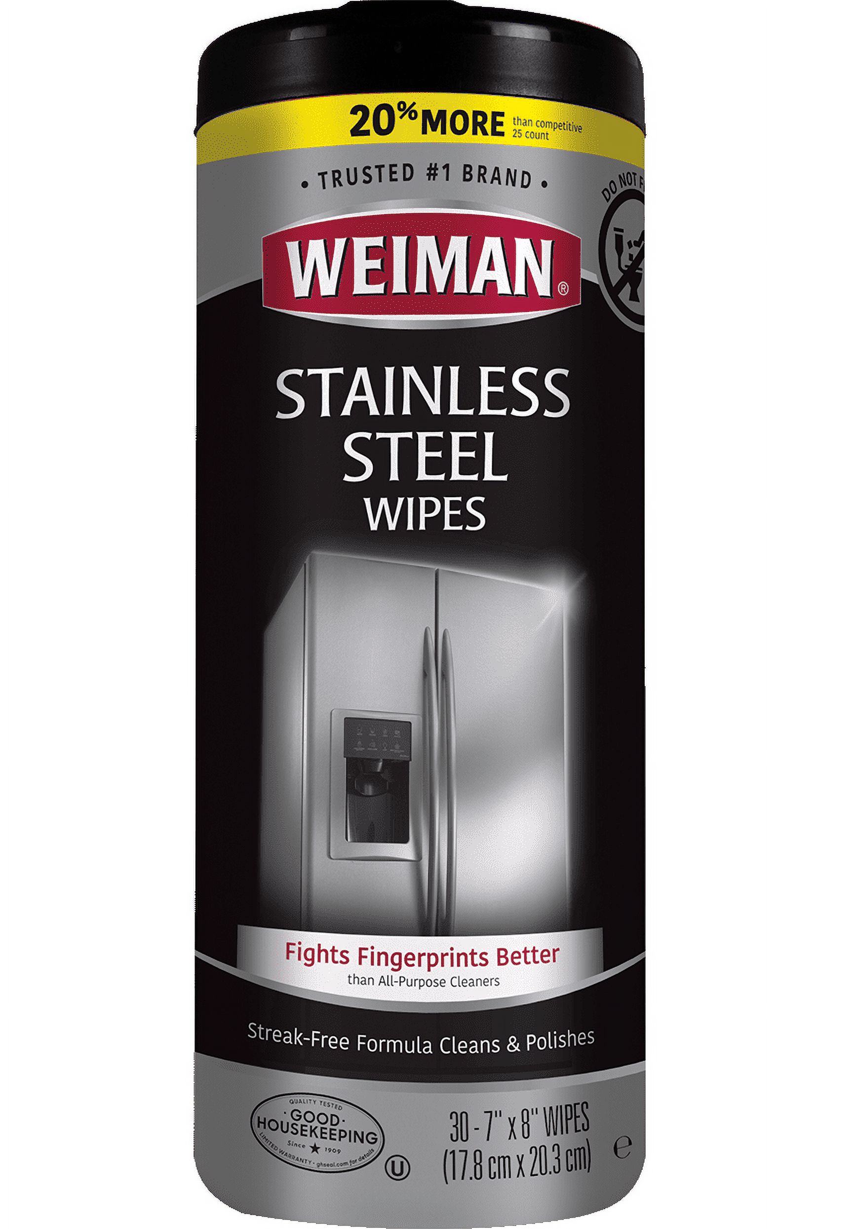 Weiman Stainless Steel Appliance Cleaning Wipes,  Streak-Free Shine, 30 Count - image 1 of 8