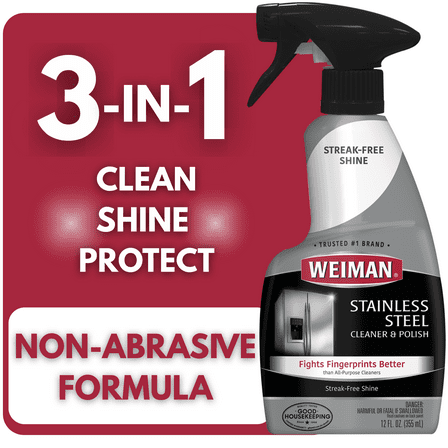 Weiman Stainless Steel Cleaner & Polish Trigger Spray, 12 fl oz