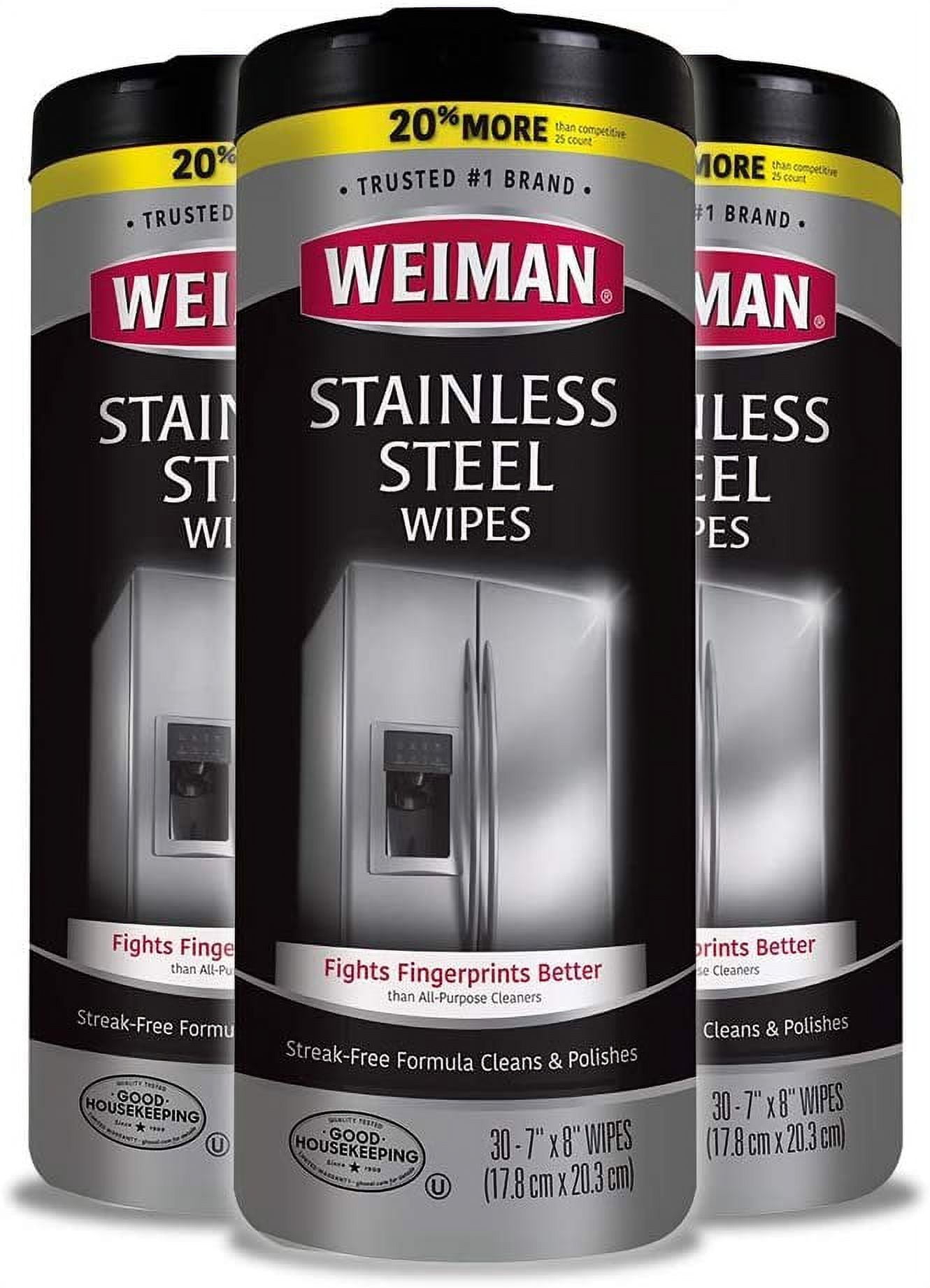 Weiman Stainless Steel Cleaner Wipes 3 Pack Removes Fingerprints, Residue,  Water Marks and Grease from Appliances - Works Great on Refrigerators