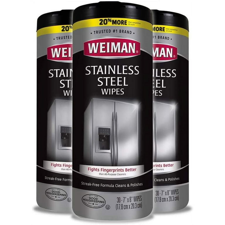 Weiman 12 oz. Stainless Steel Cleaner Wipes (3-Pack) 50A COMBO1