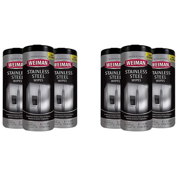 Weiman Stainless Steel Cleaner Wipes - Removes Fingerprints, Grease - 3 Pack, Disposable