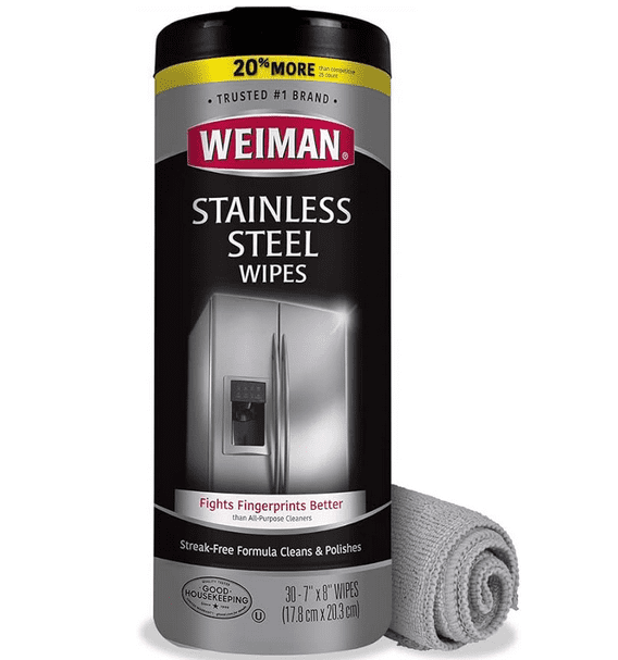 Weiman Stainless Steel Cleaning Wipes (Large Microfiber Cloth) Non-Toxic Remo...