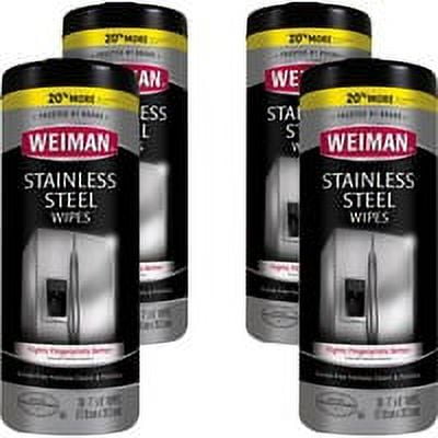 Weiman Stainless Steel Wipes - Wipe - 7\\" Width x 8\\" Length - 30 / Canister - 4 / Carton - White