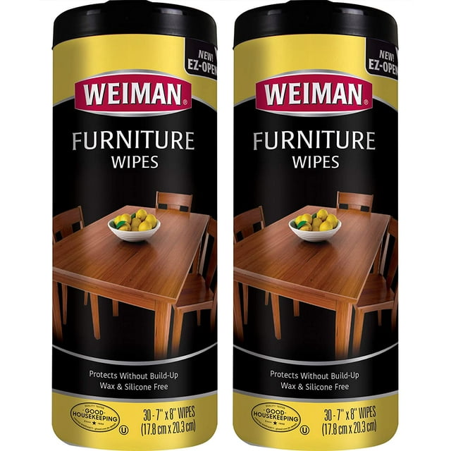 Weiman Wood Cleaner and Polish Wipes 30 Count (2 Pack)