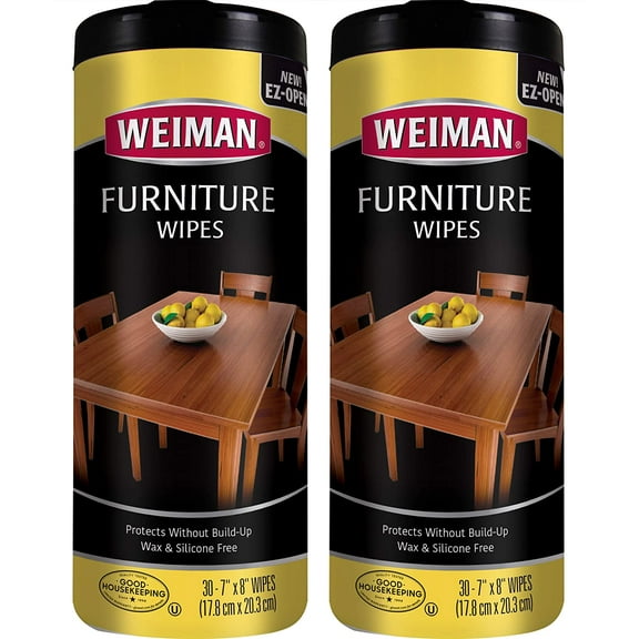 Weiman Wood Cleaner and Polish Wipes - 30 Count (2 Pack)