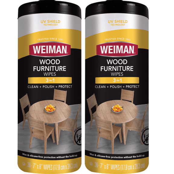 Weiman Wood Cleaner and Polish Wipes - 30 Count (2 Pack)