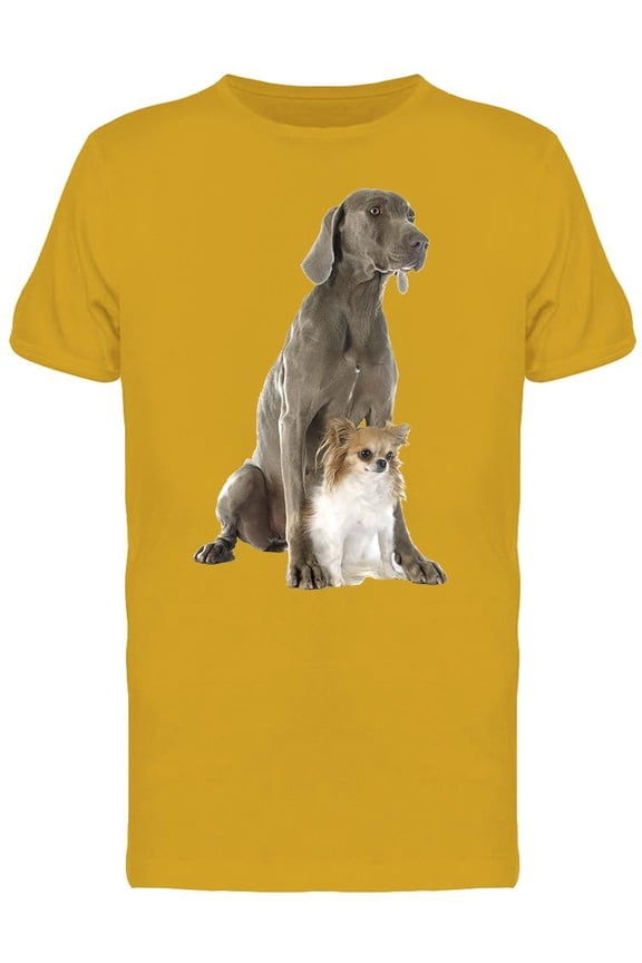Weimaraner And Chihuahua Sitting T-Shirt Men -Image by Shutterstock, Male Medium