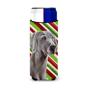 Weimaraner Candy Cane Holiday Christmas Ultra Hugger for slim cans