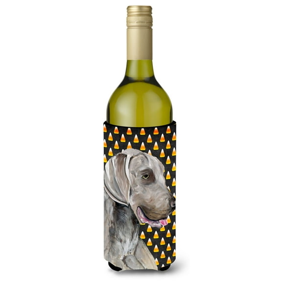 Weimaraner Candy Corn Halloween Portrait Wine Bottle Hugger