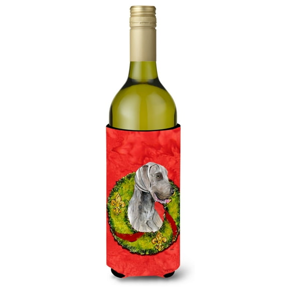 Weimaraner Christmas Wreath Wine Bottle Hugger