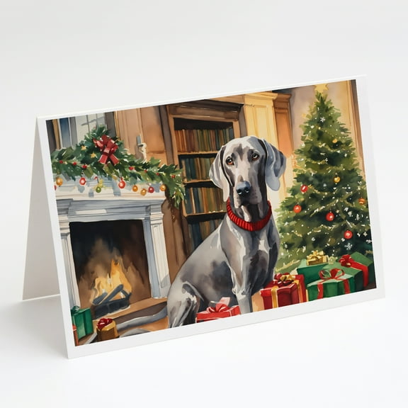 Weimaraner Cozy Christmas Greeting Cards Pack of 8 7 in x 5 in