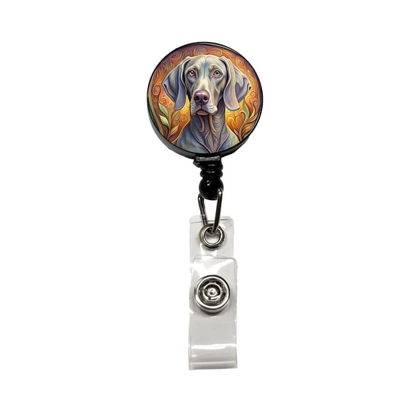 Weimaraner Dog Art Nouveau Retractable Reel ID Badge Key Card Name Tag Holder with Clip