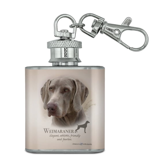 Weimaraner Dog Breed Stainless Steel 1oz Mini Flask Key Chain