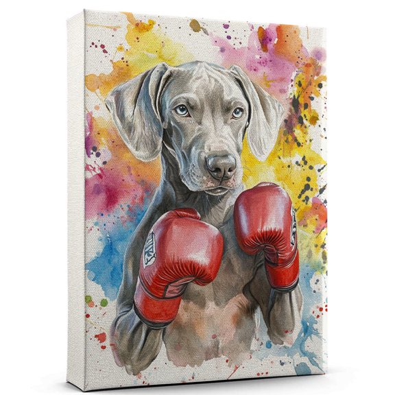 Weimaraner Dog Canvas Boxing Canvas Print of Funny Weimaraner Dog Wall Art, Boxing Sports Wall Decor, Home Decor, Dog Lover