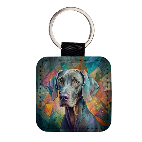 Weimaraner Dog Contemporary Art Faux Leather Square Keychain