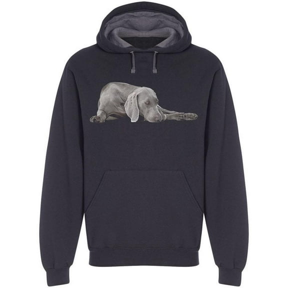 Weimaraner Dog Laid Down Hoodie Men -Image by Shutterstock, Male XX-Large