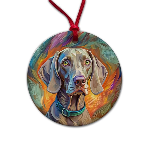Weimaraner Dog Pop Art Christmas Tree Holiday Round Ceramic Ornament