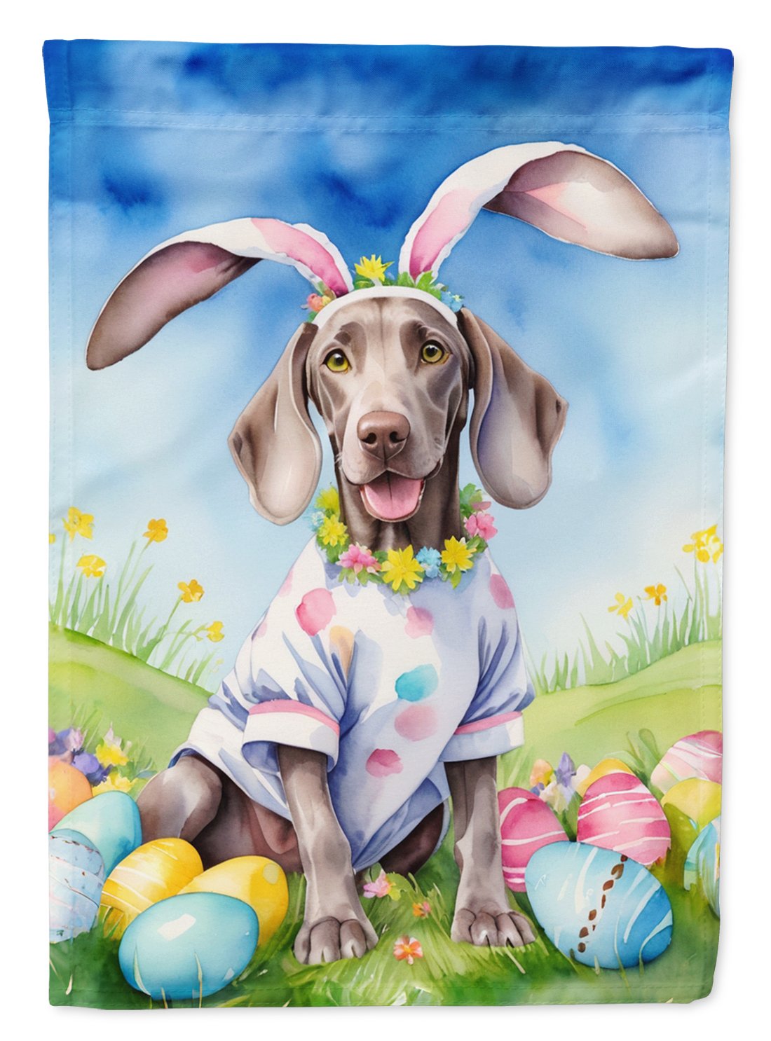 Weimaraner Easter Egg Hunt Garden Flag 11.25 in x 15.5 in