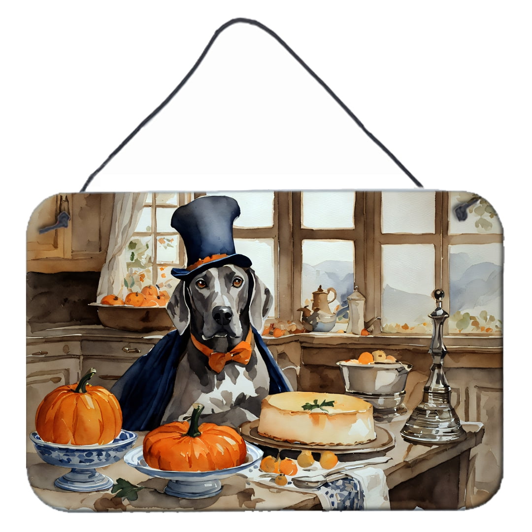 Weimaraner Fall Kitchen Pumpkins Wall or Door Hanging Prints 8 in x 12 in