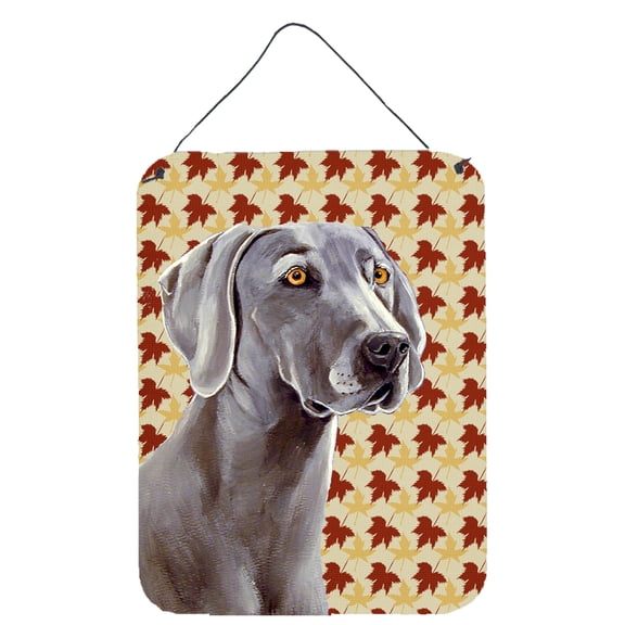 Weimaraner Fall Leaves Portrait Aluminium Metal Wall or Door Hanging Prints