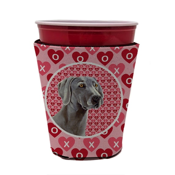 Weimaraner Hearts Love and Valentines Day Red Cup Hugger