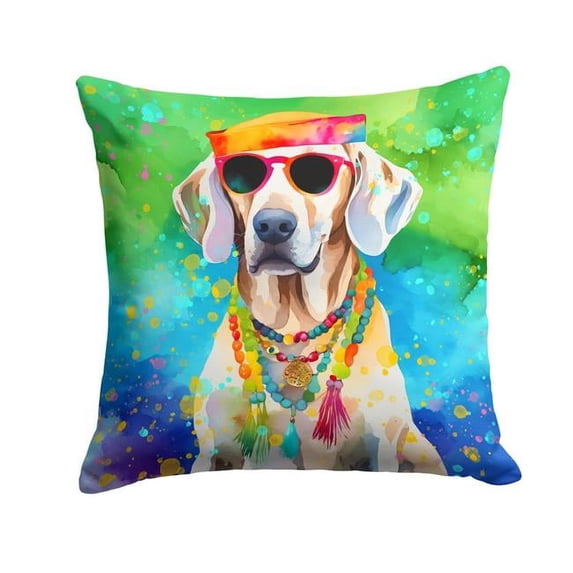 Weimaraner Hippie Dawg Fabric Decorative Pillow 18 in x 18 in