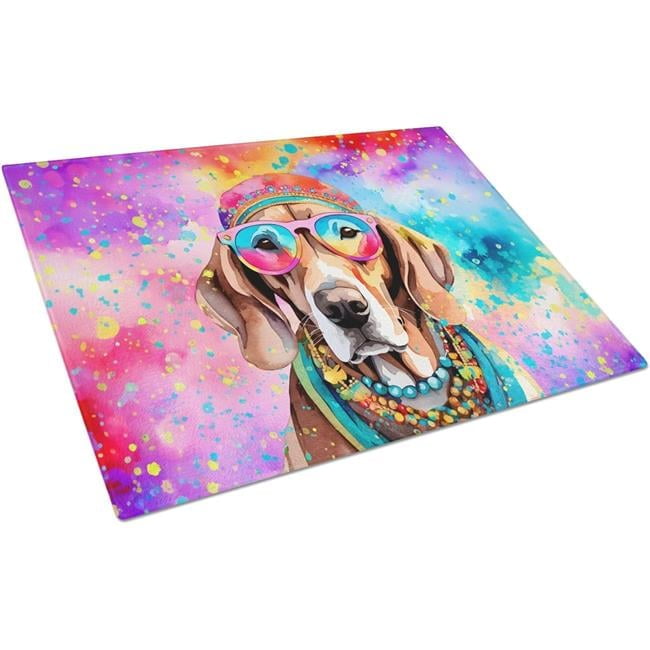 Weimaraner Hippie Dawg Glass Cutting Board Large 12 in x 15 in