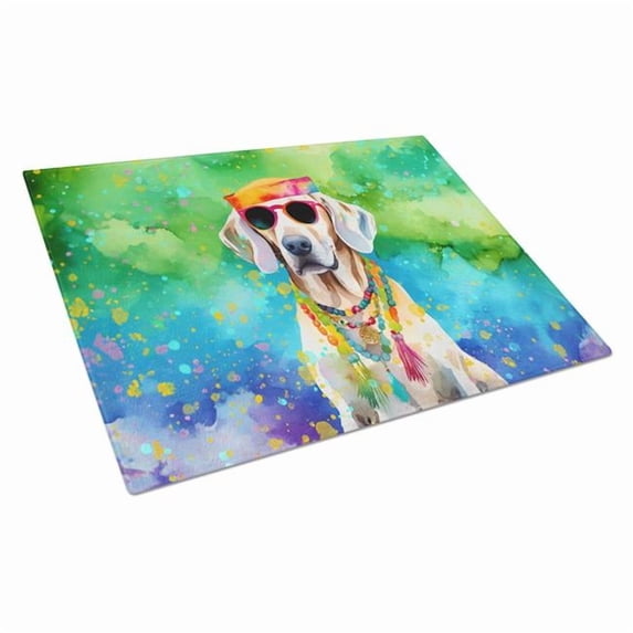 Weimaraner Hippie Dawg Glass Cutting Board Large 12 in x 15 in
