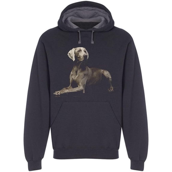 Weimaraner: Laid Down Hoodie Men -Image by Shutterstock, Male Medium
