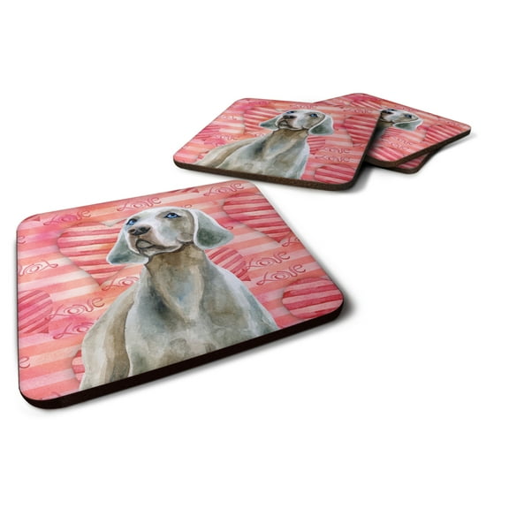 Weimaraner Love Foam Coaster Set of 4 Red